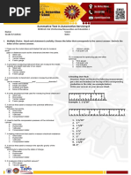 Summative Test in Automotive Servicing 8: Name: Score: Grade & Section: Date