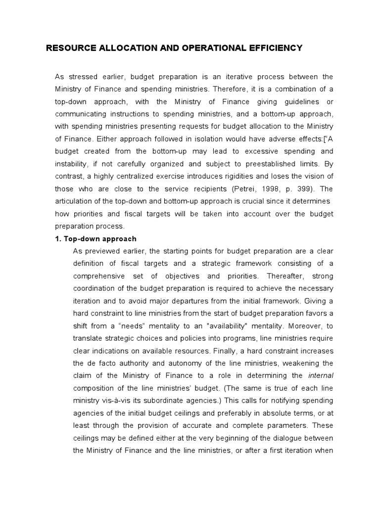Resource Allocation and Operational Efficiency | PDF | Budget | Policy