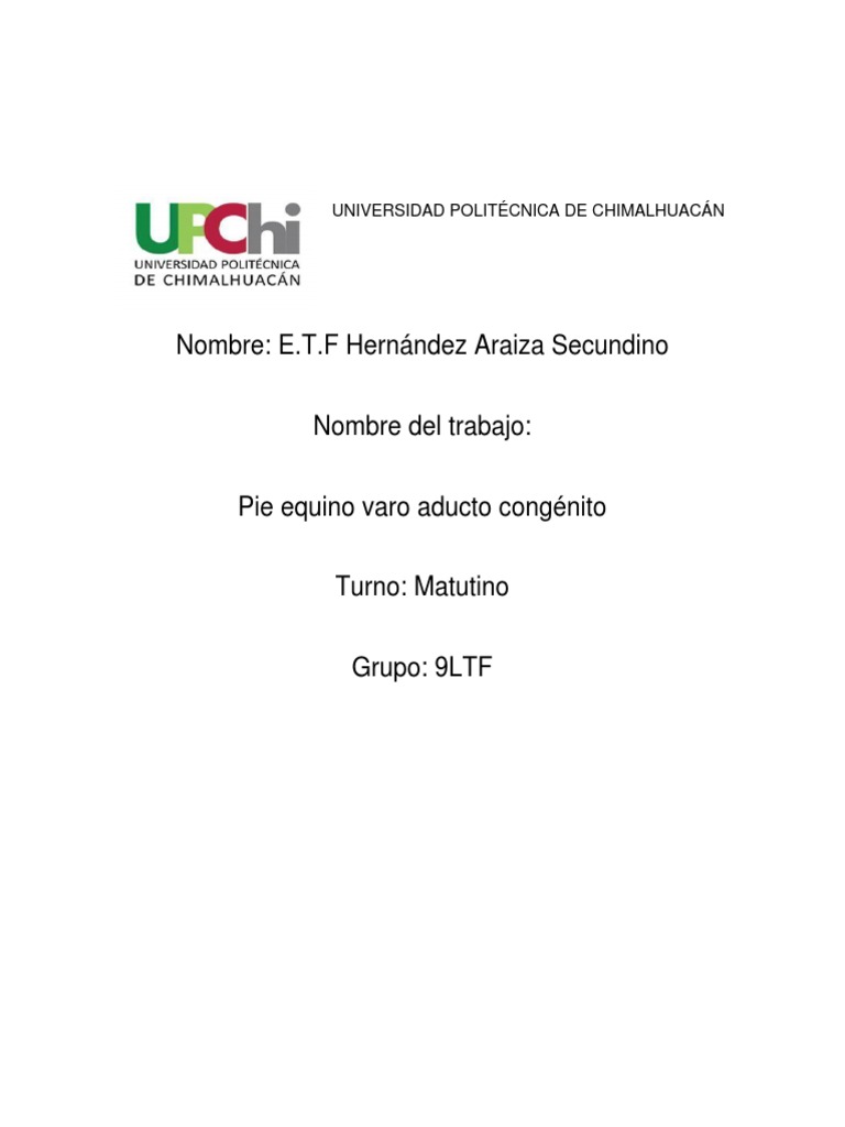 1 Pie Equino Varo Aducto Congénito PDF Pie Sistema musculoesquelético