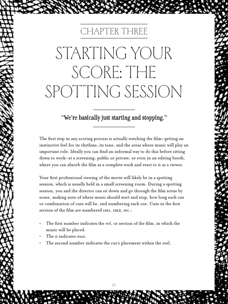 Starting Your Score The Spotting Session Chapter Three PDF