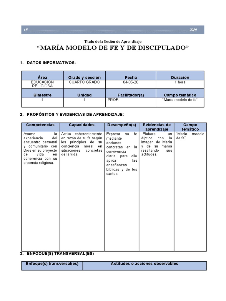 María: Modelo de Fe y Obediencia | PDF | María, madre de Jesús | Evaluación