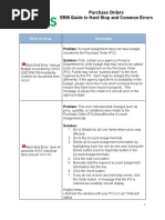 Purchase Orders SRM Guide To Hard Stop and Common Errors Master List