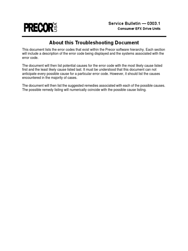 Precor Error Codes Download Free PDF Alternating Current Power Supply