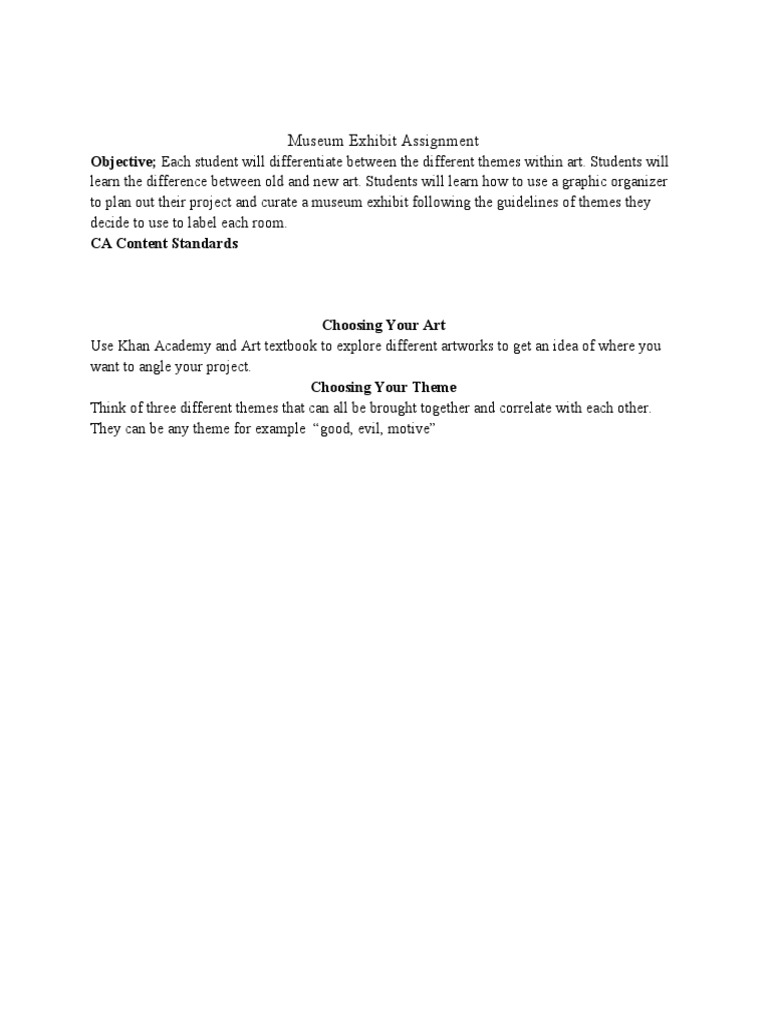 Museum Exhibit Assignment | PDF