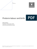 Preterm Labour and Birth: NICE Guideline Published: 20 November 2015