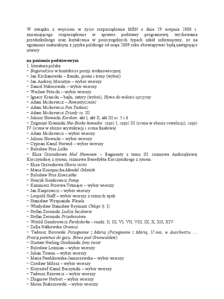 Lista Lektur 2025 Matura Image to u