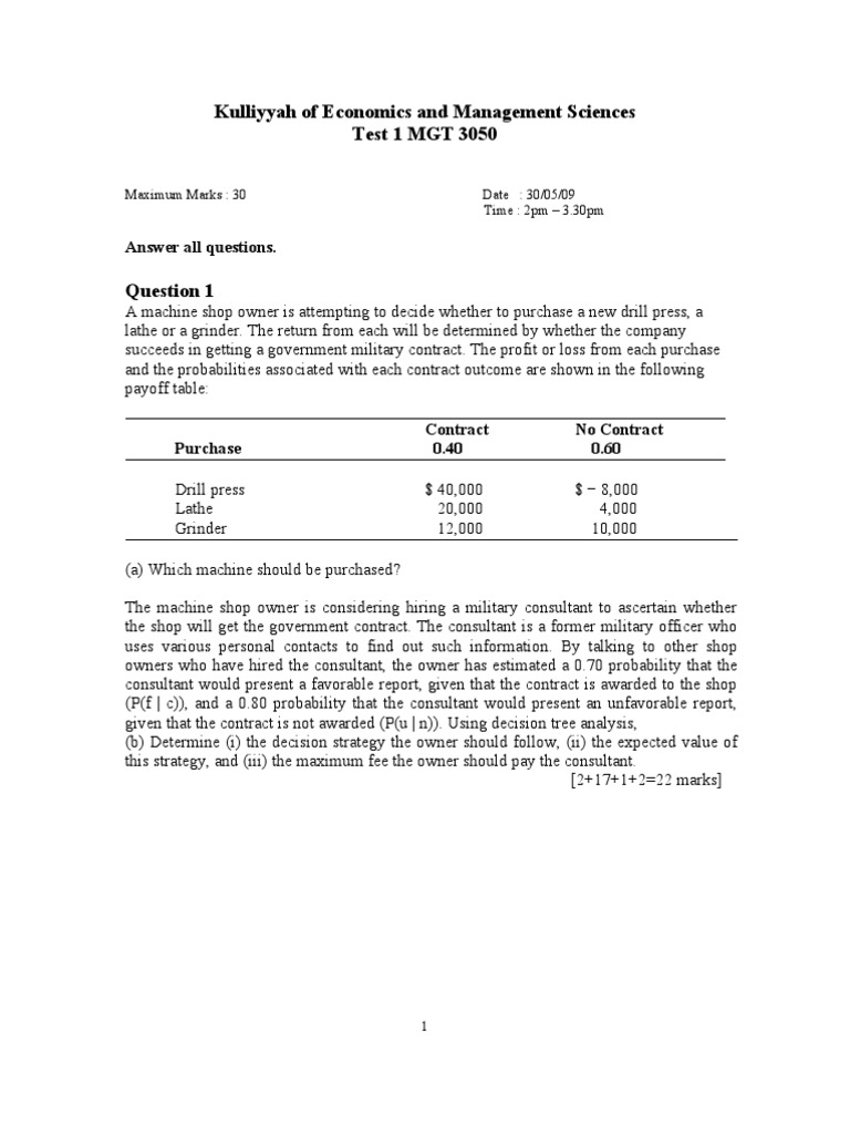 Decision Making in Business | PDF | Mathematical And Quantitative ...