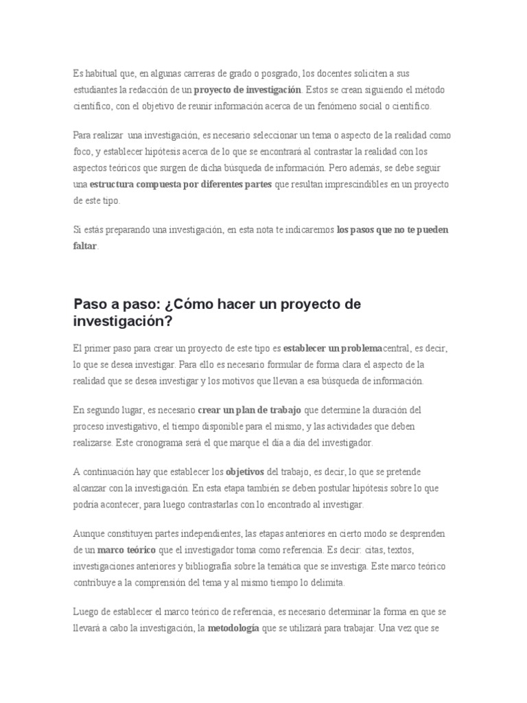 Guía para elaborar un proyecto de investigación | PDF | Teoría | Hipótesis