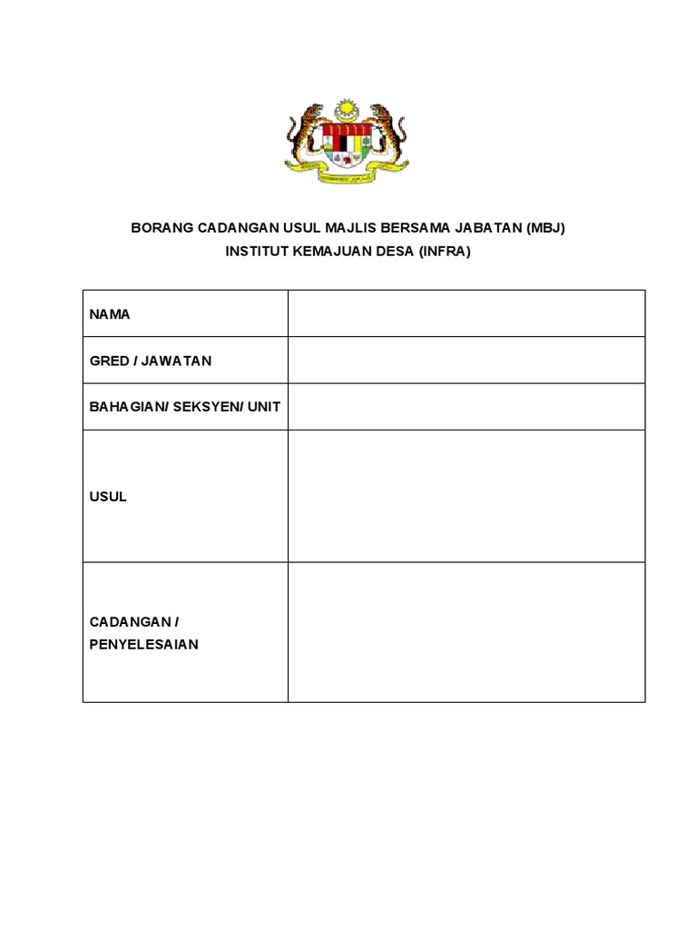 Borang Cadangan Usul Majlis Bersama Jabatan | PDF