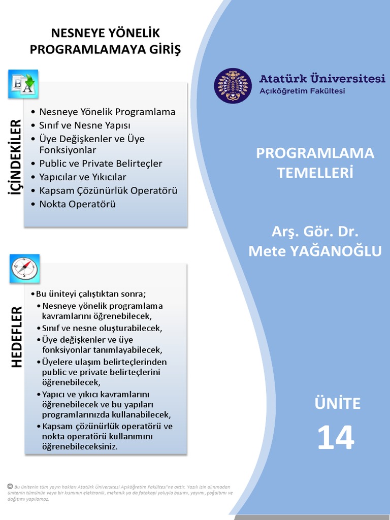 14 - Nesneye Yönelik Programlamaya Giriş | PDF
