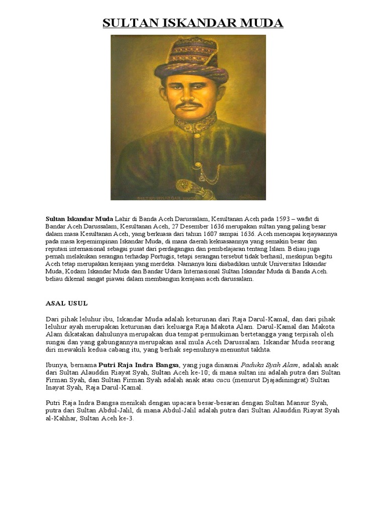 Biografi Sultan Iskandar Muda Aceh | PDF