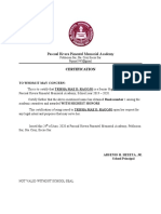 Pascual Rivera Pimentel Memorial Academy: Certification