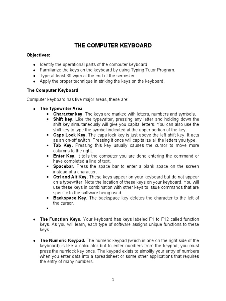 The Computer Keyboard PDF Computer Keyboard Writing Implements