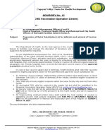 Advisory No. 12 (CV-CHD Vaccination Operation Center) : Cagayan Valley Center For Health Development