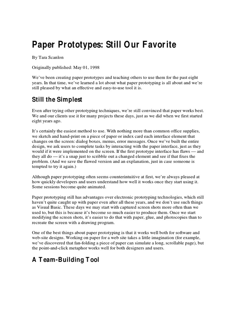 Paper Prototypes Still Our Favorite | PDF | Software Prototyping ...