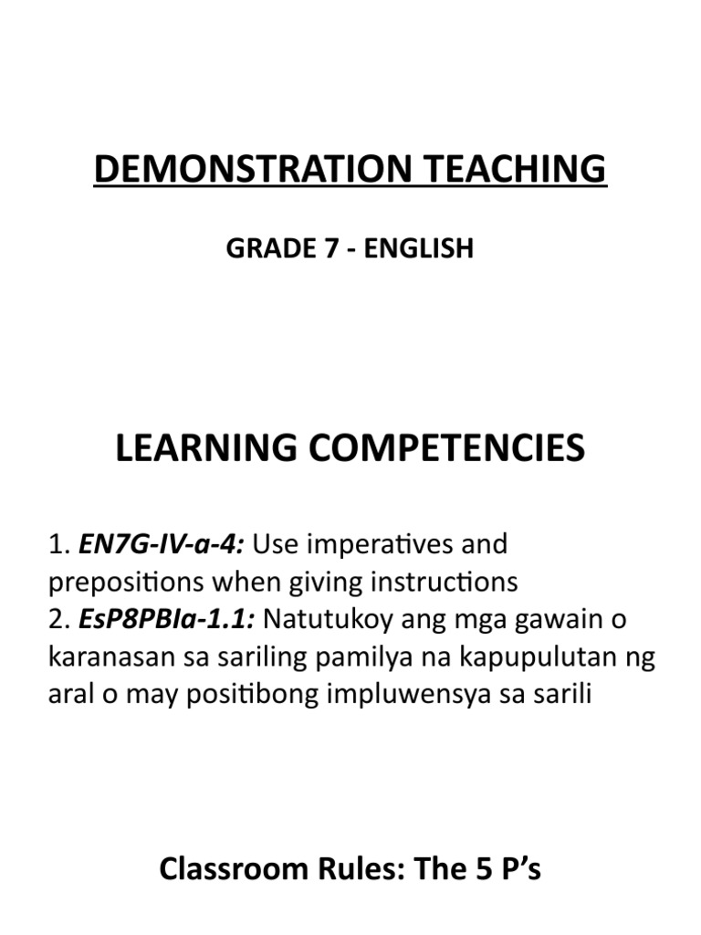 Demonstration Teaching: Grade 7 - English | PDF | Linguistic Morphology ...