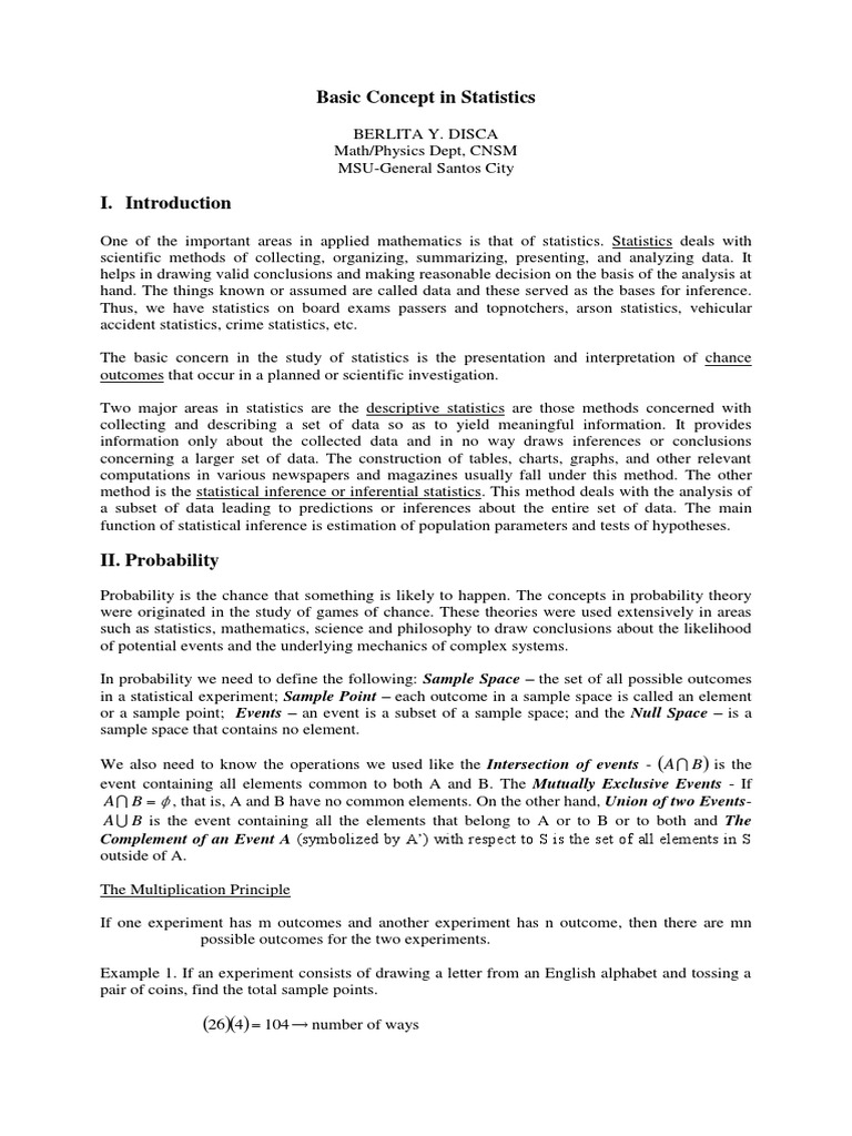 Basic Concepts of Statistics Explained | PDF | Sampling (Statistics ...