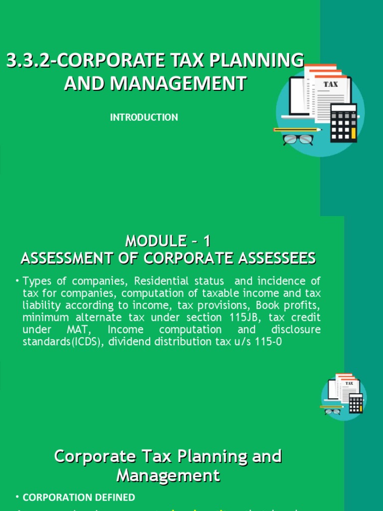 Corporate Tax Planning Overview | PDF | Income Tax | Corporate Tax
