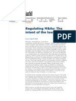 Regulating M&As: The Intent of The Law