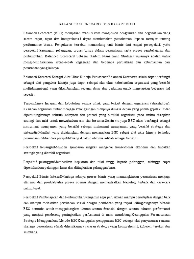 Balanced Scorecard | PDF