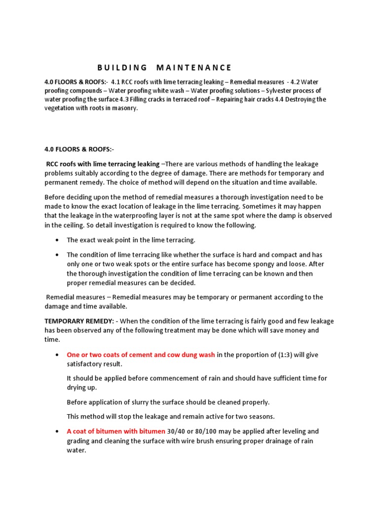 Building Maintenance | PDF | Asphalt | Lime (Material)