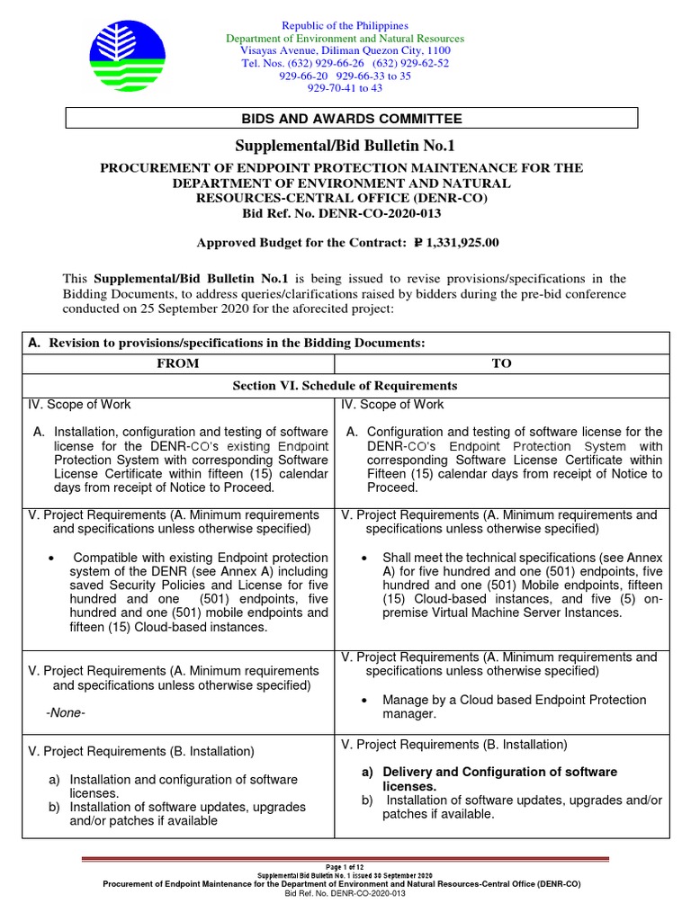 DENR Endpoint Maintenance Bid Bulletin | PDF | Cashier's Check | Joint ...