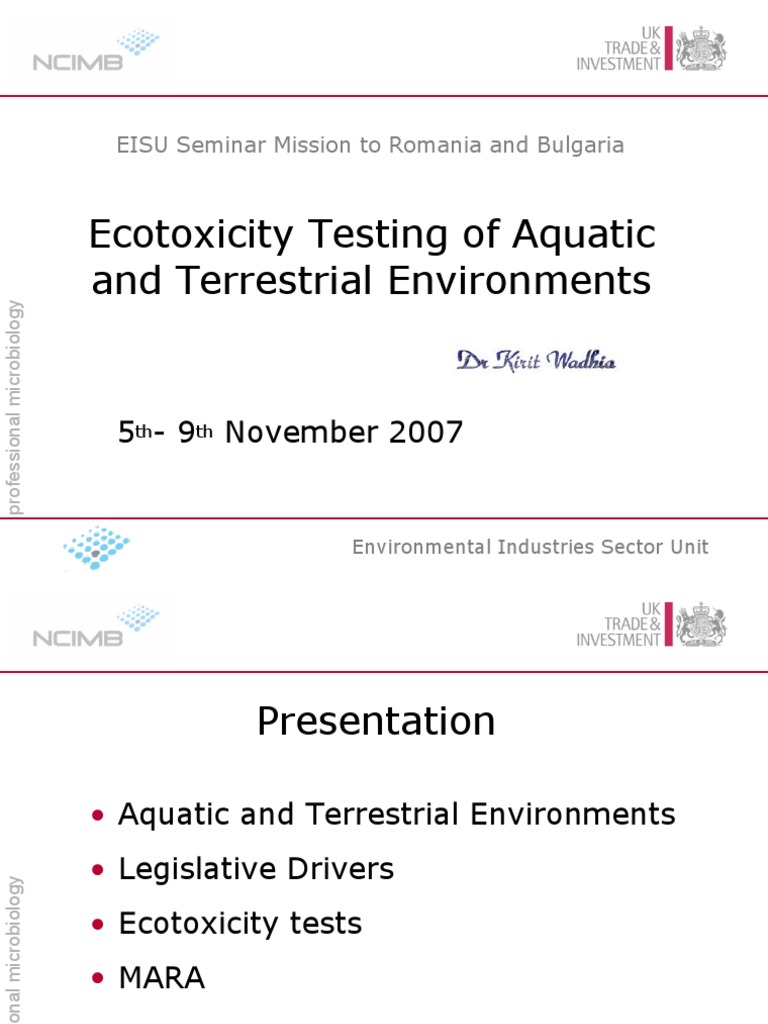 Ecotoxicity Testing of Aquatic and Terrestrial Environments | PDF ...