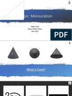 Mensuration of Cones