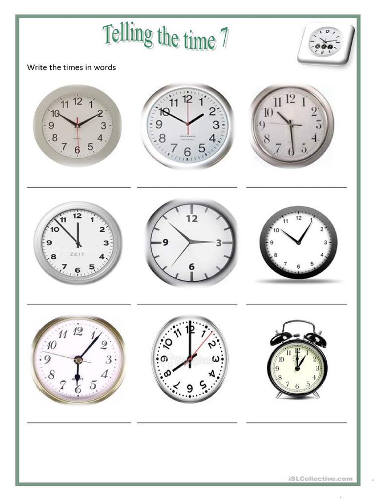 Telling Time Exercise 2 PDF