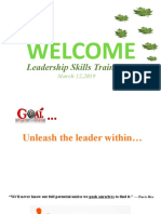 Welcome: Leadership Skills Training