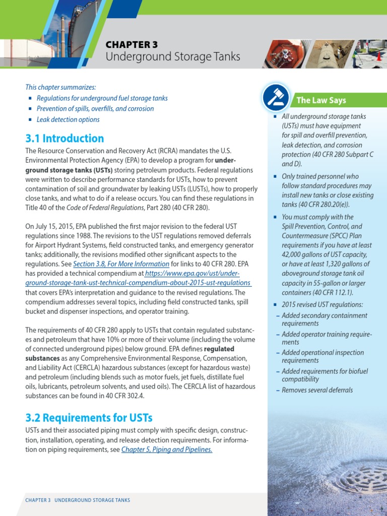 Underground Storage Tanks The Law Says PDF Anode Resource