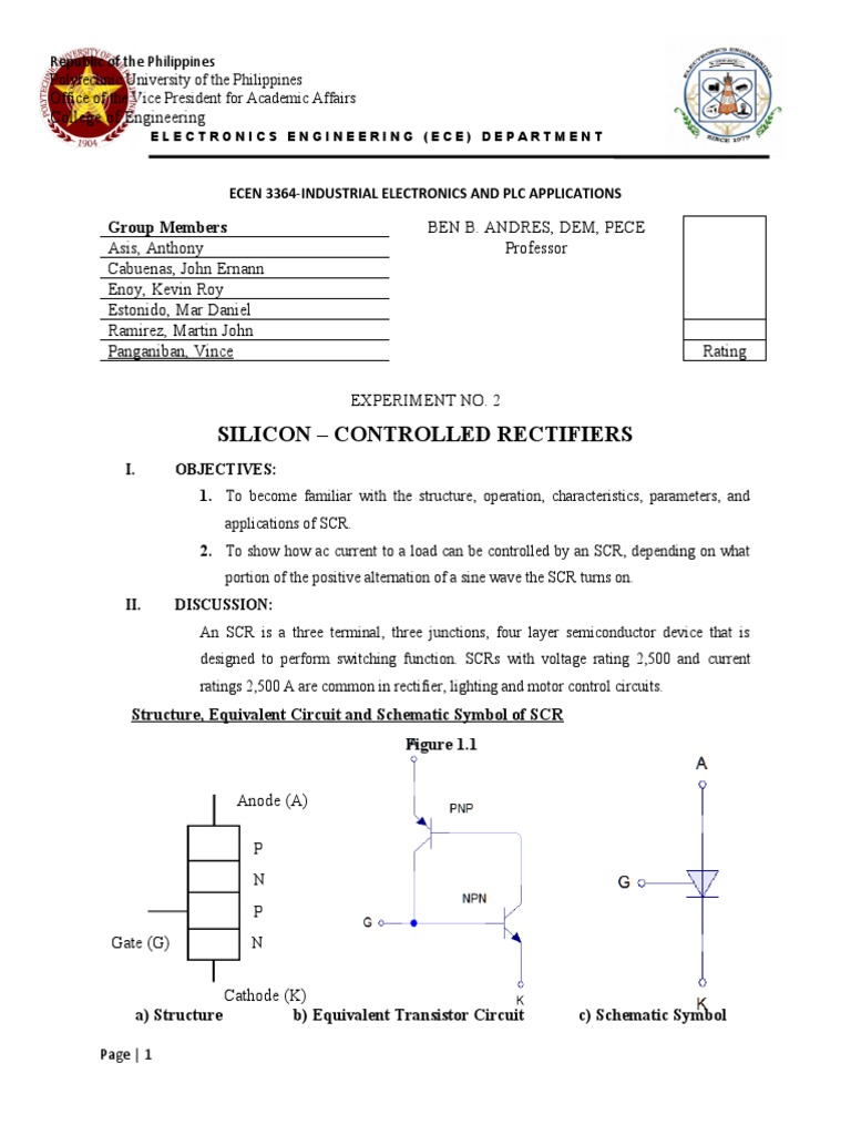 Silicon - Controlled Rectifiers: Group Members | PDF | Rectifier ...