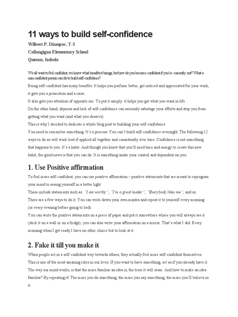 11 Effective Ways to Boost Confidence | PDF | Human Nature ...