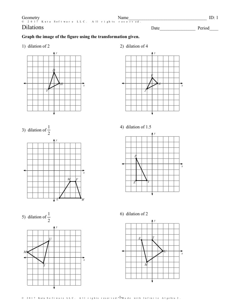 Dilation Worksheet Throughout Dilations Translations Worksheet Answers