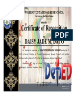 Certificate of Recognition: Daisy Jade M. Dato