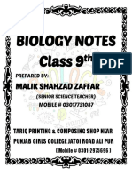 Biology Notes Class 9: Malik Shahzad Zaffar