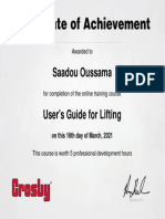 Saadou Oussama User8217s Guide For Lifting Online Course Crosby Users Guide For Lifting Completion Certificate The Crosby Group