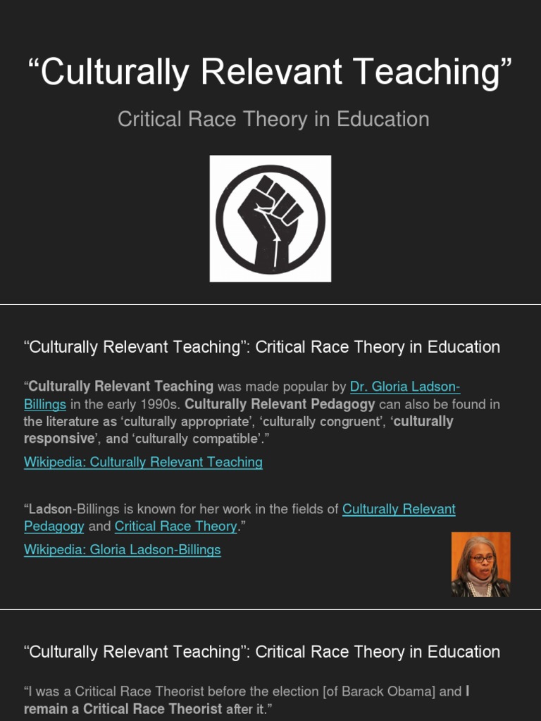 Culturally Relevant Teaching: Critical Race Theory in Education | PDF ...