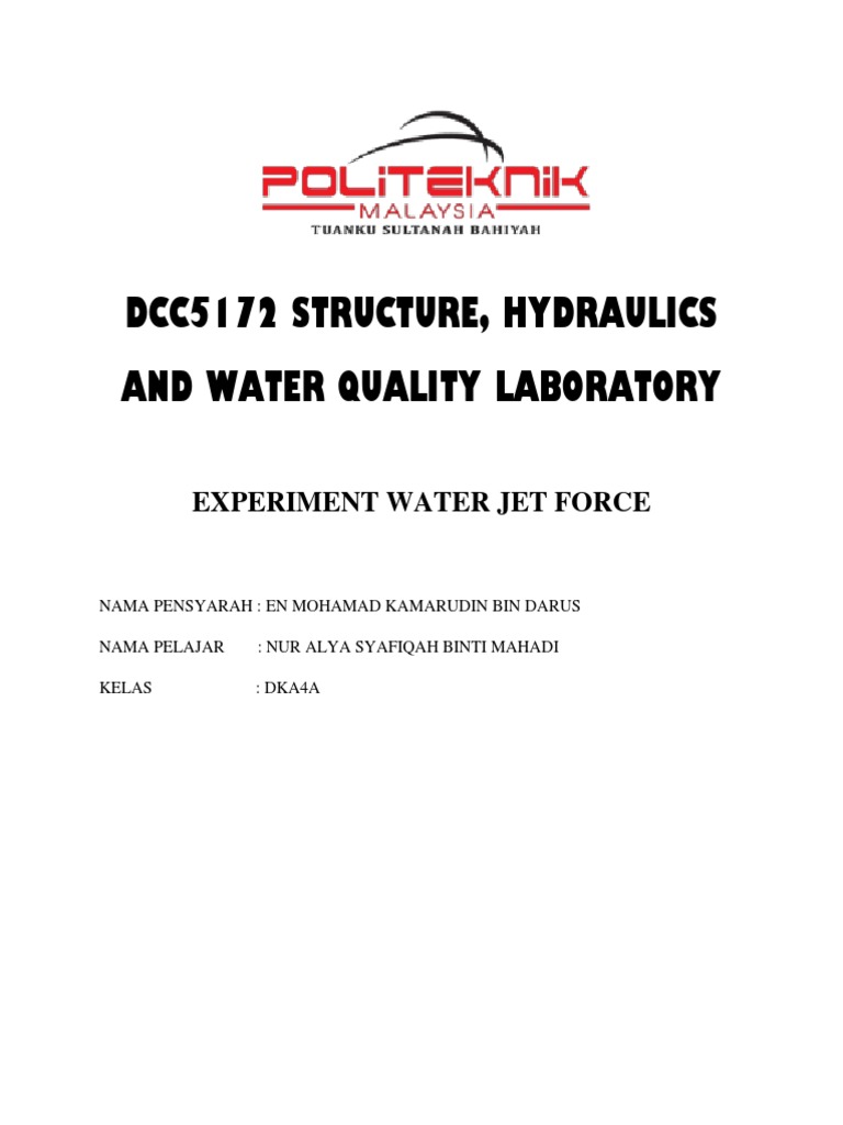 Water Jet Force PDF Flow Measurement Physics
