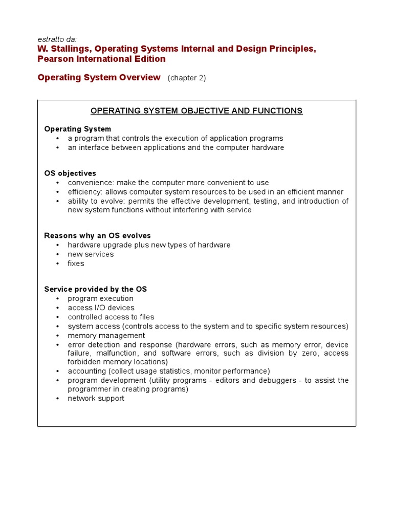 W. Stallings, Operating Systems Internal and Design Principles, Pearson ...