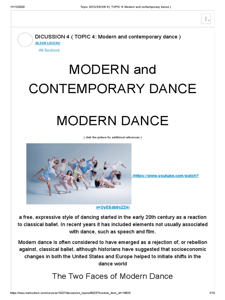 Modern and Contemporary Dance Overview | PDF | Ballet | Dances