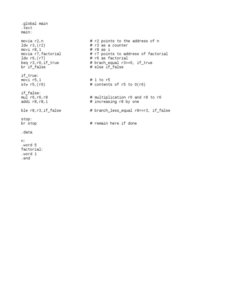 Assembly Code for Factorial Calculation | PDF | Teaching Methods ...