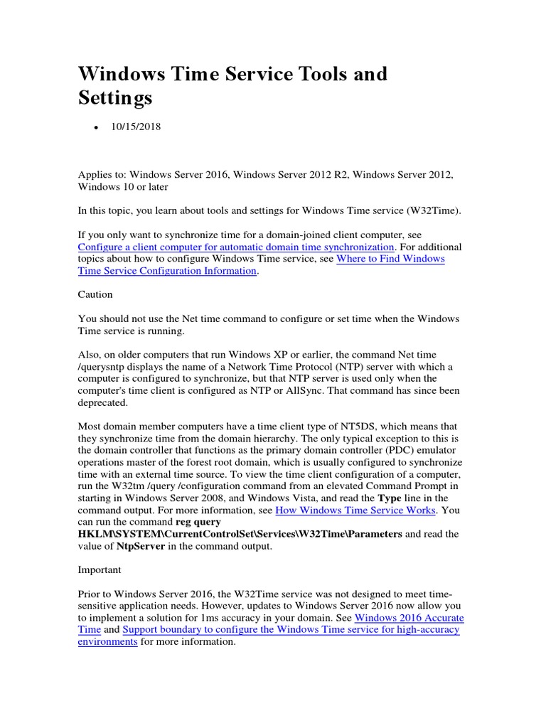 Windows Time Service Tools And Settings Pdf Windows Registry Group Policy
