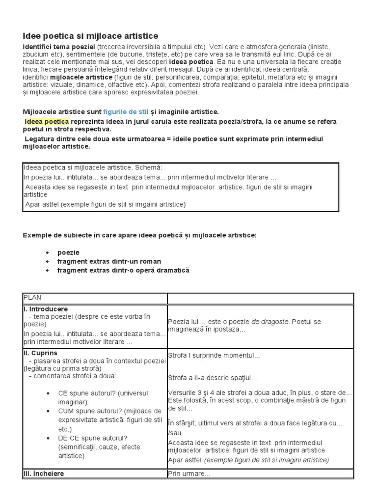 Rezolvare Subiectul 2 Bac Limba Romana | PDF