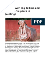 Dealing With Big Talkers and Quiet Participants in Meetings by Shi Hawthorne, MBA 