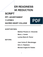 Disaster Readiness and Risk Reduction Script: Ppt-Advertisment 11-STEM 6 Sacred Heart College