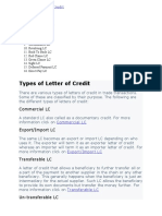 Types of Letter of Credit