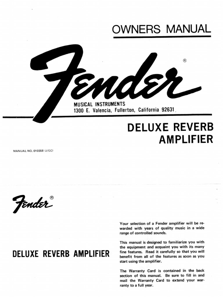 1968 Fender Deluxe Reverb Manual PDF