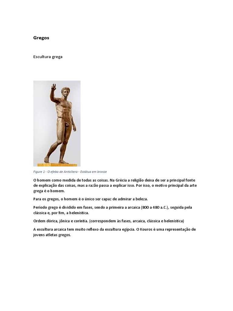 Evolução da Escultura Grega Arcaica | PDF | Grécia Antiga | Escultura