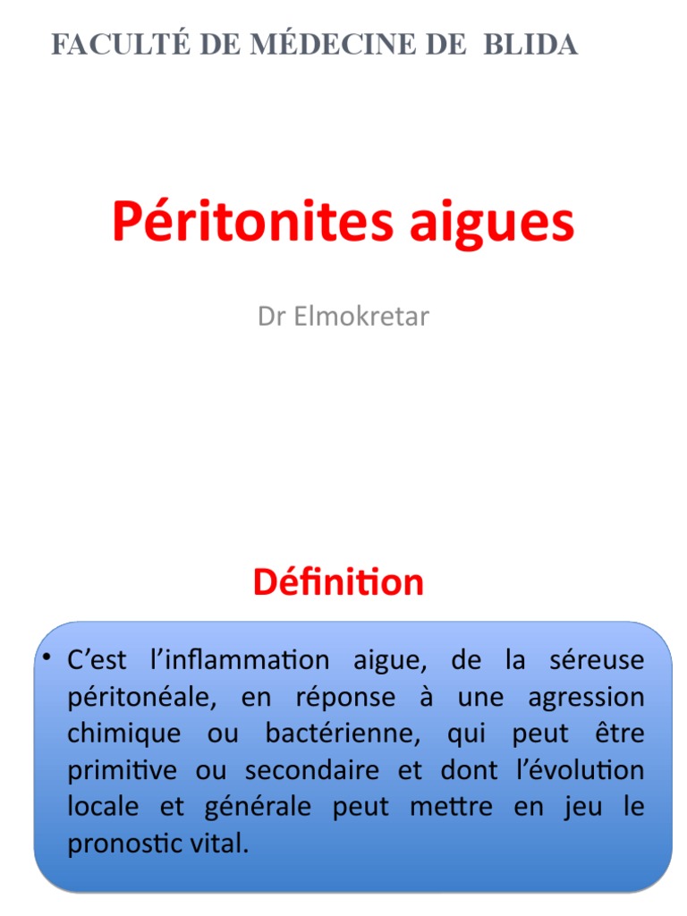 Péritonite aiguë : définition et traitement | PDF | RTT | Médecine